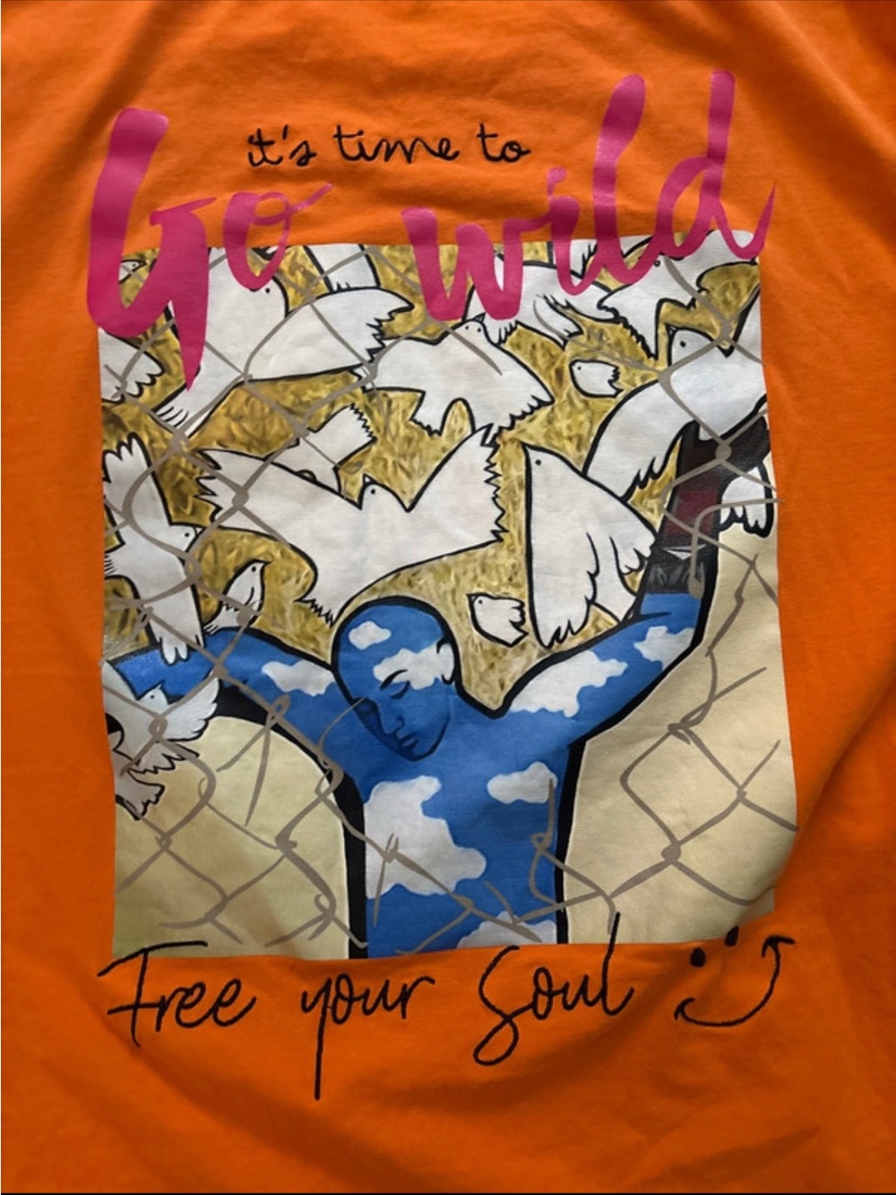 Fifth Loop Orange "Feel Free" Graphic T-Shirt - Size M